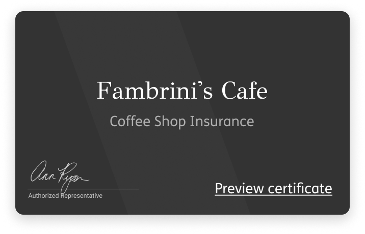 Preview of your certificate of insurance